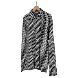 Oversized Strickhemd aus schrägem Gabardine-Jacquard in Schwarz - Dior