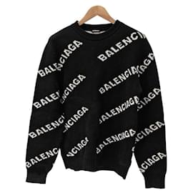 Langarm-Strickpullover mit Logo - Balenciaga