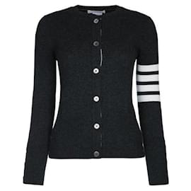 Gestreifter Rundhals-Cashmere-Cardigan - Thom Browne