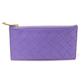 Bottega Veneta Cartera larga con cremallera en cuero nappa Intrecciato púrpura
