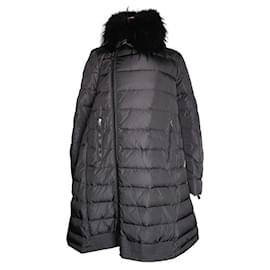 Abrigo de plumas con cuello de piel de mapache negro - Moncler