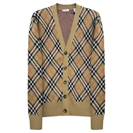 Burberry Kariert gestickter Wollmischung Cardigan