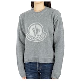 Moncler Mujeres Gran Logo Patch Tejido de Lana Gris
