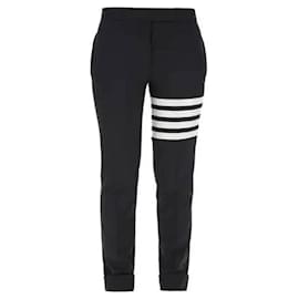 Pantaloni skinny a vita bassa a righe in tessuto semplice - Thom Browne