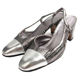 Chanel Silberne Marmor Slingback-Schuhe
