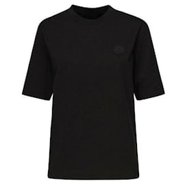 Baumwoll-T-Shirt mit Silikon-Logo-Patch - Moncler