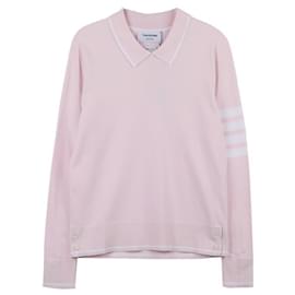 Polo Pullover in Maglia Jersey di Viscosa con Bordo per Donne - Thom Browne