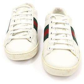 Gucci Sneakers Ace Donna in Pelle Bianca con Ricamo Ape WEB