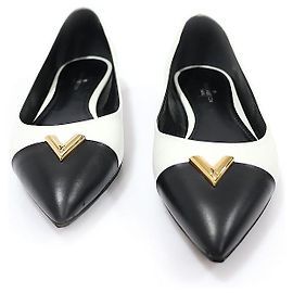 Louis Vuitton Ballerine da Donna in Pelle di Vitello Bicolore Nero e Bianco Heartbreaker