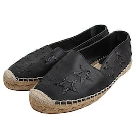 Espadrilles in pelle nera con paillettes - Saint Laurent