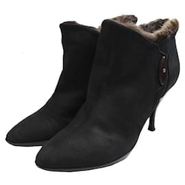 Schwarze Lammleder-Stiefeletten - Céline