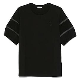 Baumwoll-T-Shirt mit Seidenbesatz - Moncler