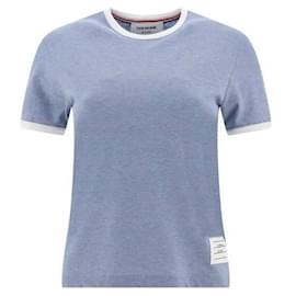 Ringer-Jersey-T-Shirt mit RWB-Besatz an der Seite - Thom Browne