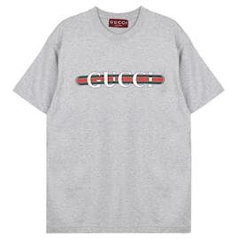 T-Shirt aus Baumwolljersey mit Druckdetail: - Gucci