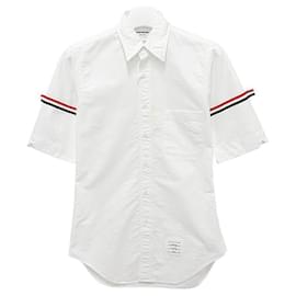 Camicia bianca a maniche corte con fascia classica - Thom Browne