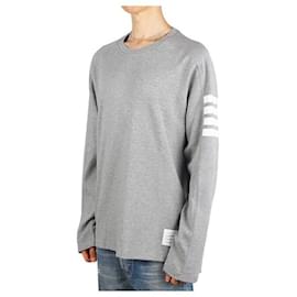 Langarm-T-Shirt mit diagonaler Musterung - Thom Browne