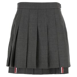 Thom Browne Falda corta plisada de lana super