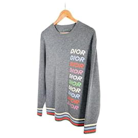 Herrenpullover aus Wolle und Kaschmir mit mehreren Logos in Grau - Dior