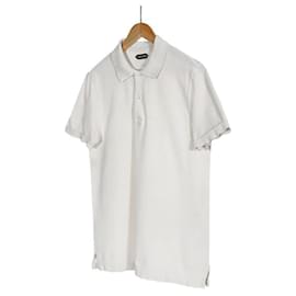 Tom Ford Herren Polo aus bestickter Baumwolle mit kurzen Ärmeln T-Shirt weiß