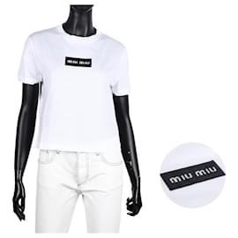 T-Shirt aus Baumwolljersey mit kurzen Ärmeln - Miu Miu