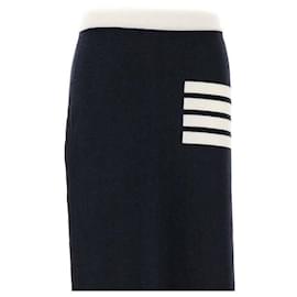 Falda A-Line de Lana Merino Doble Cara a Rayas - Thom Browne