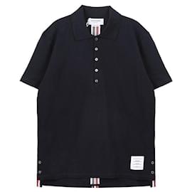 Thom Browne Entspannt geschnittenes gestreiftes Poloshirt mit kurzen Ärmeln