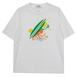 Camiseta blanca de algodón impresa tamaño - Hermès