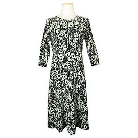 Kenzo Vestido de punto verde claro con estampado negro