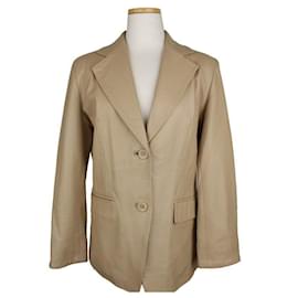 Chaqueta de cordero beige con costuras - Balmain