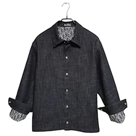 Dior Schräg geschnittene Jeansjacke Dunkelblau