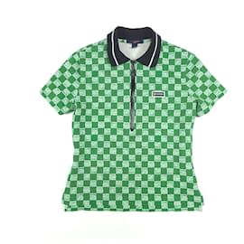 Louis Vuitton Damen Polo-Shirt mit kurzem Arm und Reißverschluss Damier LV