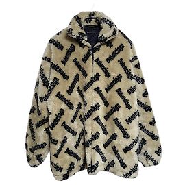 Balenciaga Übergroße Fleecejacke mit mehreren Logos