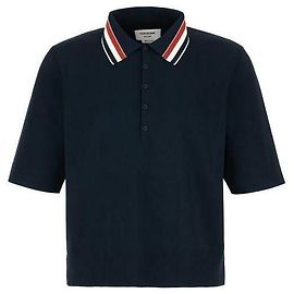 Thom Browne Polo da tennis a maniche corte con cucitura a ago