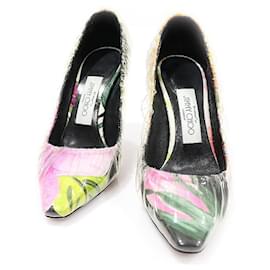 Off-White Collaboration PVC Satin Flower Printed ANNE Pumps Women's Shoes - Jimmy Choo