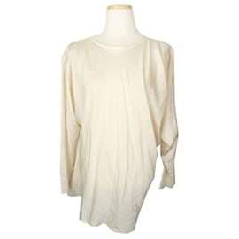 Beige Seidenoberteil mit asymmetrischem Schnitt und langen Ärmeln - Lanvin