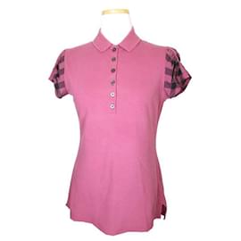Burberry T-Shirt mit rosa Karomuster-Ärmeln Brid