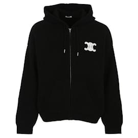 Triomphe bestickter Wollhoodie mit Reißverschluss - Céline