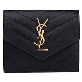 Monogramm-Brieftasche mit Fächern in Schwarz - Saint Laurent