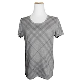 Grau kariertes Baumwoll-T-Shirt - Burberry