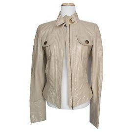 Dolce & Gabbana Chaqueta de cuero ecológico beige