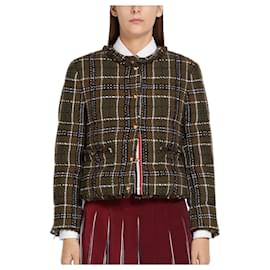 Abrigo de cárdigan para mujer, de cuadros, de gran tamaño, verde, reacondicionado - Thom Browne
