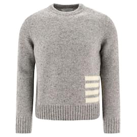 Donegal Intarsia Diagonal Strick Hellgrau - Thom Browne