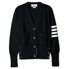 Milano V-Ausschnitt Cardigan in Marineblau - Thom Browne