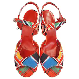 Hermès Offene Slingback aus mehrfarbigem Stoff