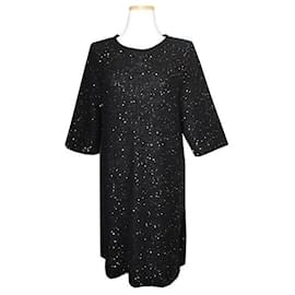 Vestido de punto negro con lentejuelas - Sandro