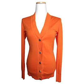 Oranger Baumwollstrickcardigan - Tory Burch