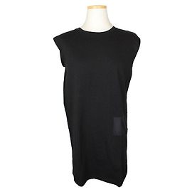 Maison Martin Margiela Ärmelloses Baumwollkleid mit schwarzem Netzbesatz XS
