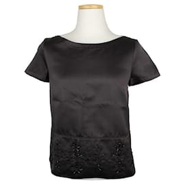 Schwarzes Seidentop mit Perlen - Jil Sander