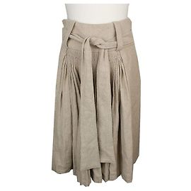 Balenciaga Falda acampanada plisada de lino beige