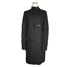 Woll-Kaschmir-Mantel in Anthrazit mit Dekoration von Jil Sander